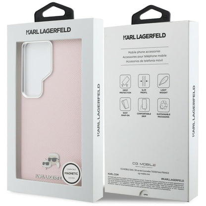 Ovitek MagSafe za Samsung Galaxy S26 Ultra S948, Karl Lagerfeld, Karl & Choupette Head's Pin, Roza