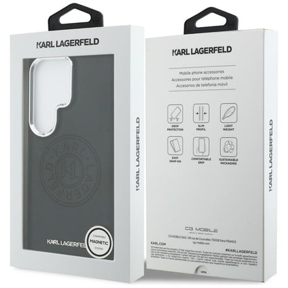 Ovitek MagSafe za Samsung Galaxy S26 Ultra S948, Karl Lagerfeld, Karl Round Point Logo, Črn