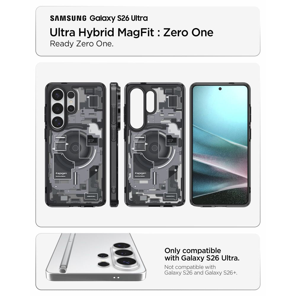 Ovitek MagSafe za Samsung Galaxy S26 Ultra S948, Spigen, Ultra Hybrid Zero One, Črn ACS10682