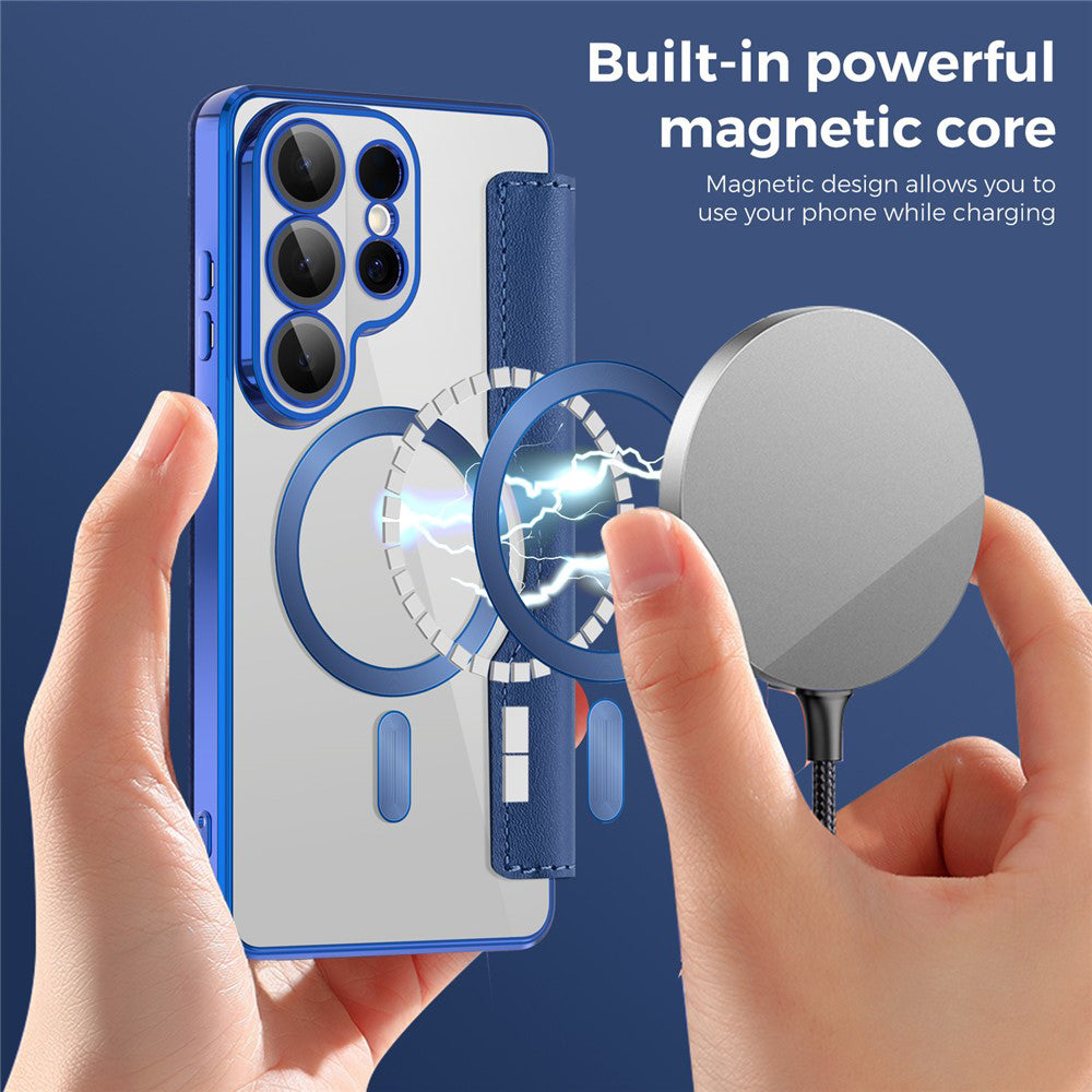 Ovitek MagSafe za Samsung Galaxy S26 Ultra S948, Techsuit, SmartMag Book, Modra