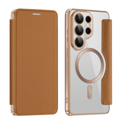 MagSafe Case for Samsung Galaxy S26 Ultra, Techsuit, SmartMag Book, Brown