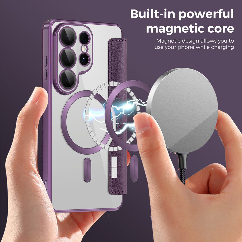 Ovitek MagSafe za Samsung Galaxy S26 Ultra S948, Techsuit, SmartMag Book, Vijolična