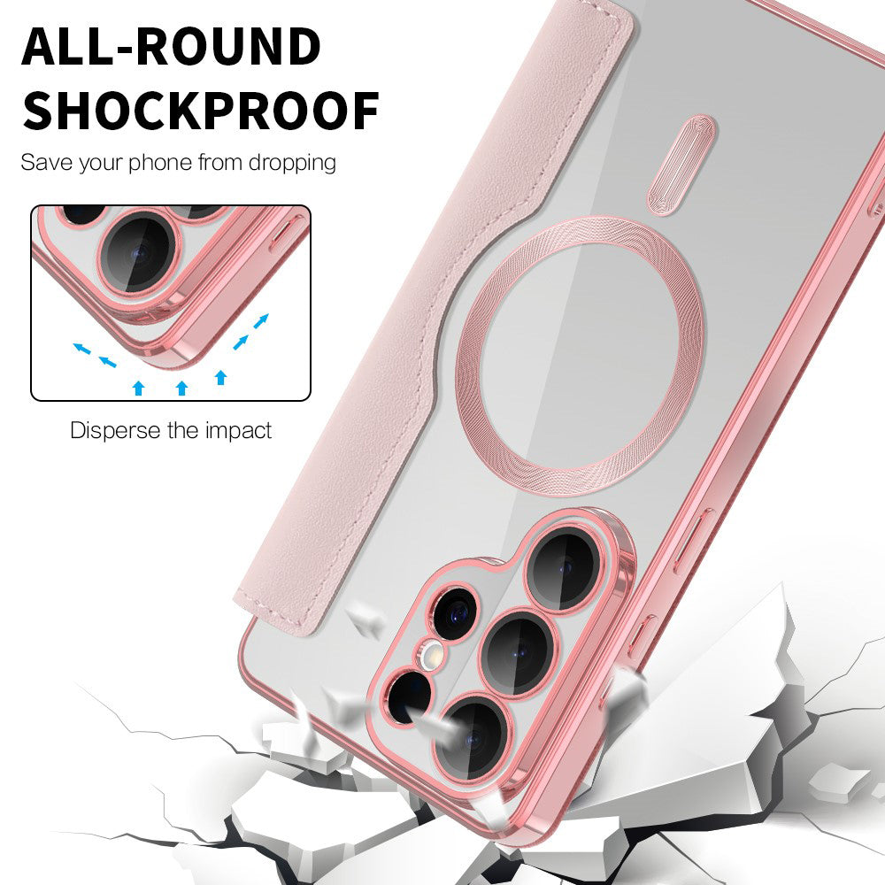 Ovitek MagSafe za Samsung Galaxy S26 Ultra, Techsuit, SmartMag Book, Roza