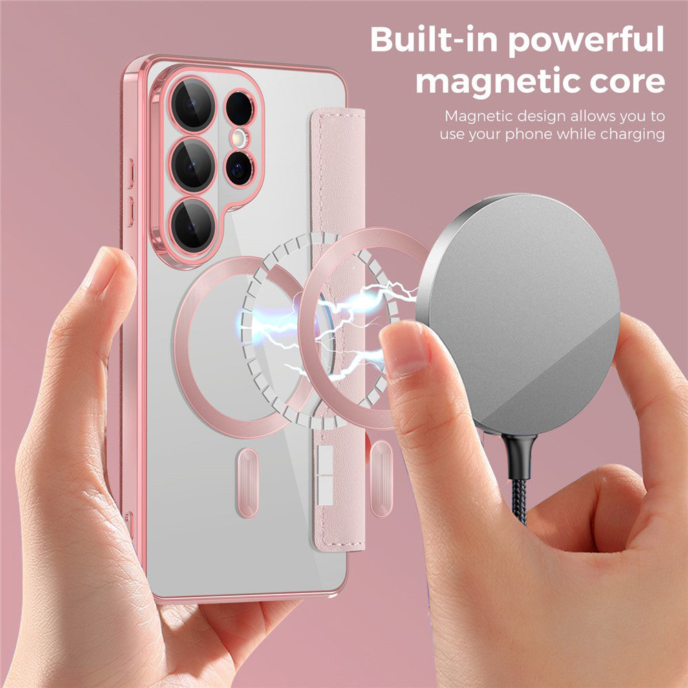 Ovitek MagSafe za Samsung Galaxy S26 Ultra, Techsuit, SmartMag Book, Roza