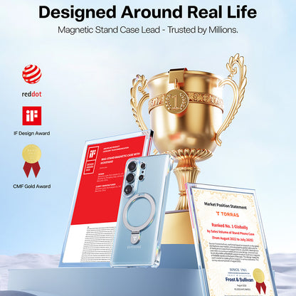 Ovitek MagSafe za Samsung Galaxy S26 Ultra, Torras, Ostand Slim, Prozoren