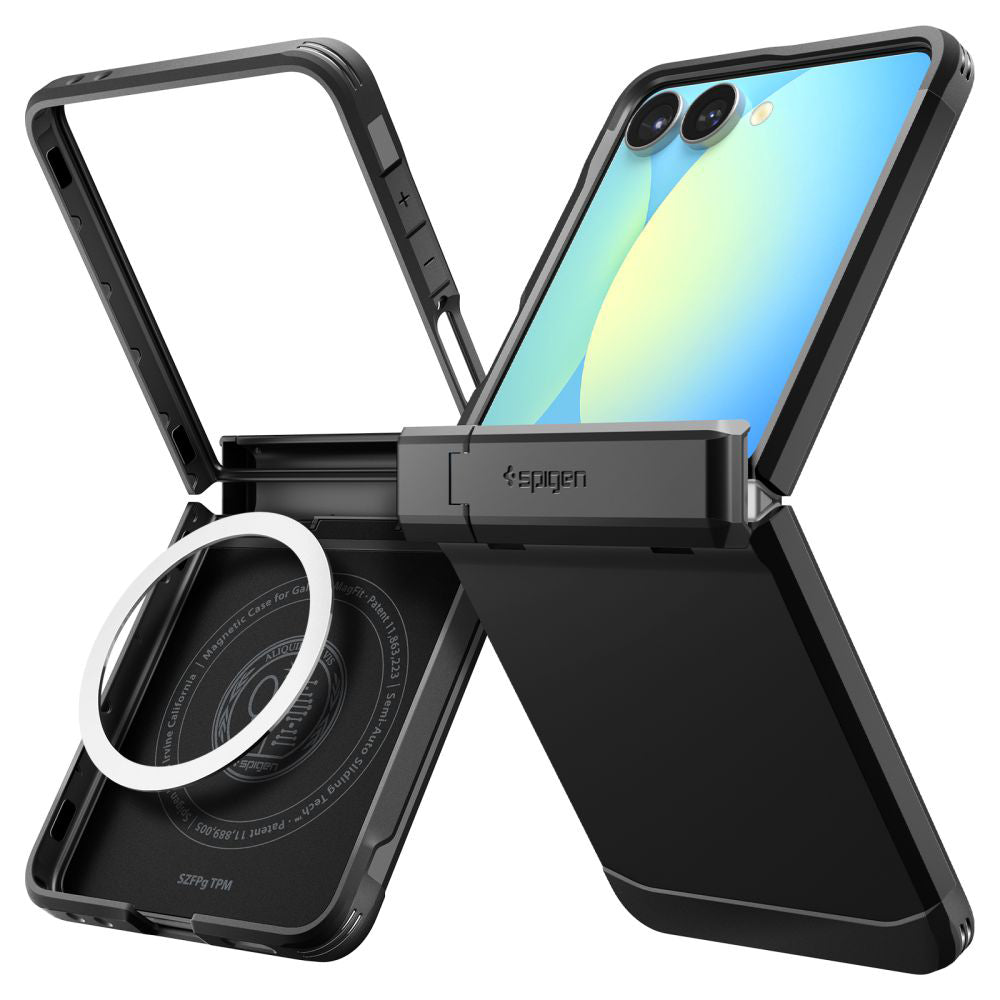 Ovitek MagSafe za Samsung Galaxy Z Flip7 F766, Spigen, Tough Armor Pro, Črn ACS09561