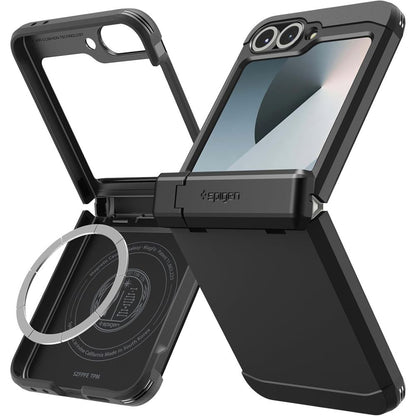 Ovitek MagSafe za Samsung Galaxy Z Flip7 FE F761 / Z Flip6 F741, Spigen, Tough Armor Pro, Črn ACS09807