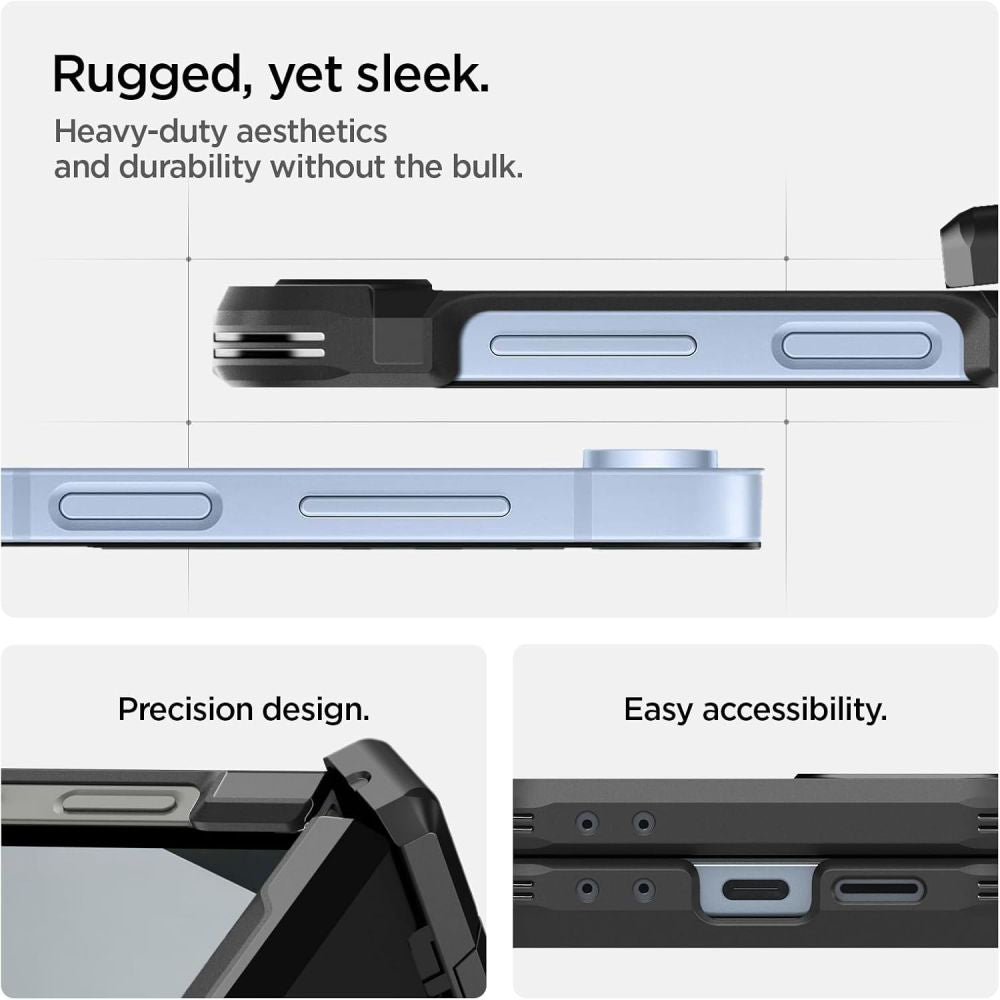 Ovitek MagSafe za Samsung Galaxy Z Flip7 FE F761 / Z Flip6 F741, Spigen, Tough Armor Pro, Črn ACS09807