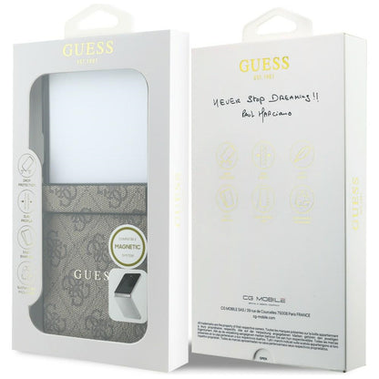 MagSafe ovitek za Samsung Galaxy Z Flip8 F776, Guess, 4G Leather Classic, rjav