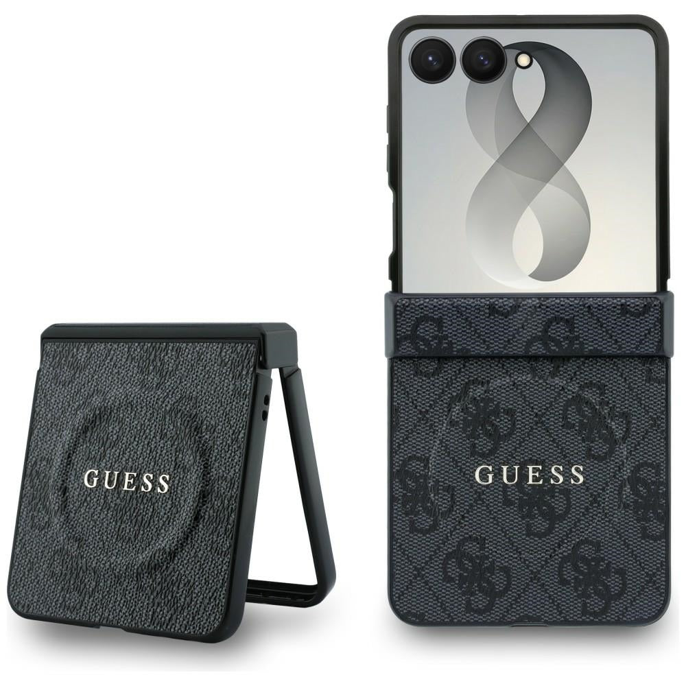 MagSafe ovitek za Samsung Galaxy Z Flip8 F776, Guess, 4G Leather Classic, Črn