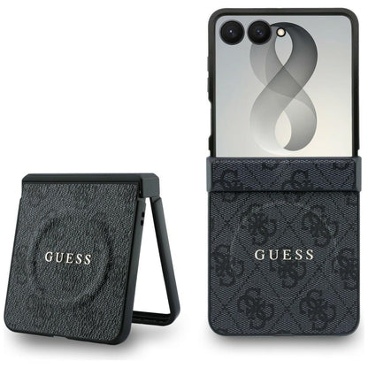 MagSafe ovitek za Samsung Galaxy Z Flip8 F776, Guess, 4G Leather Classic, Črn
