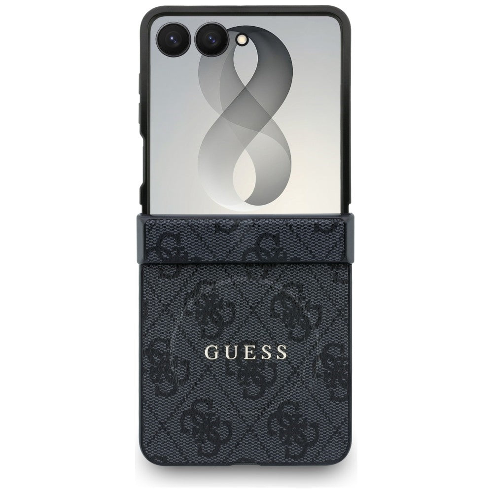 MagSafe ovitek za Samsung Galaxy Z Flip8 F776, Guess, 4G Leather Classic, Črn