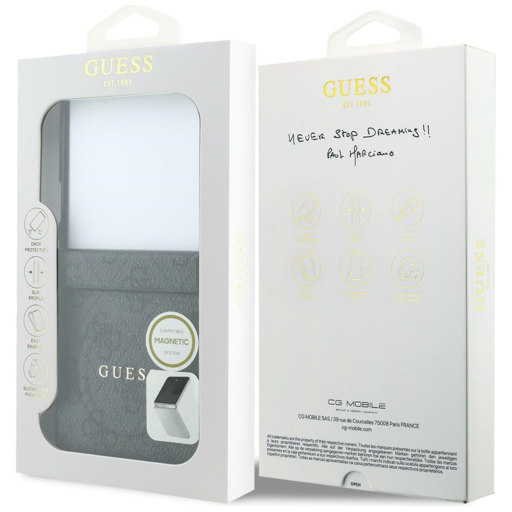 MagSafe ovitek za Samsung Galaxy Z Flip8 F776, Guess, 4G Leather Classic, Črn