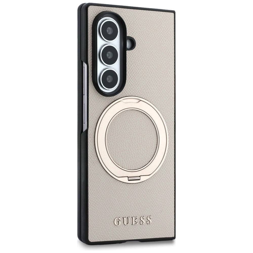 MagSafe ovitek za Samsung Galaxy Z Fold8 Ultra F976, Guess, Ring Stand Grained Classic Logo, Bež
