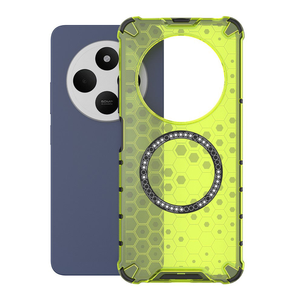 MagSafe ovitek za Xiaomi Poco C75 / Redmi 14C, Techsuit, HoneyComb Shield, Zelen