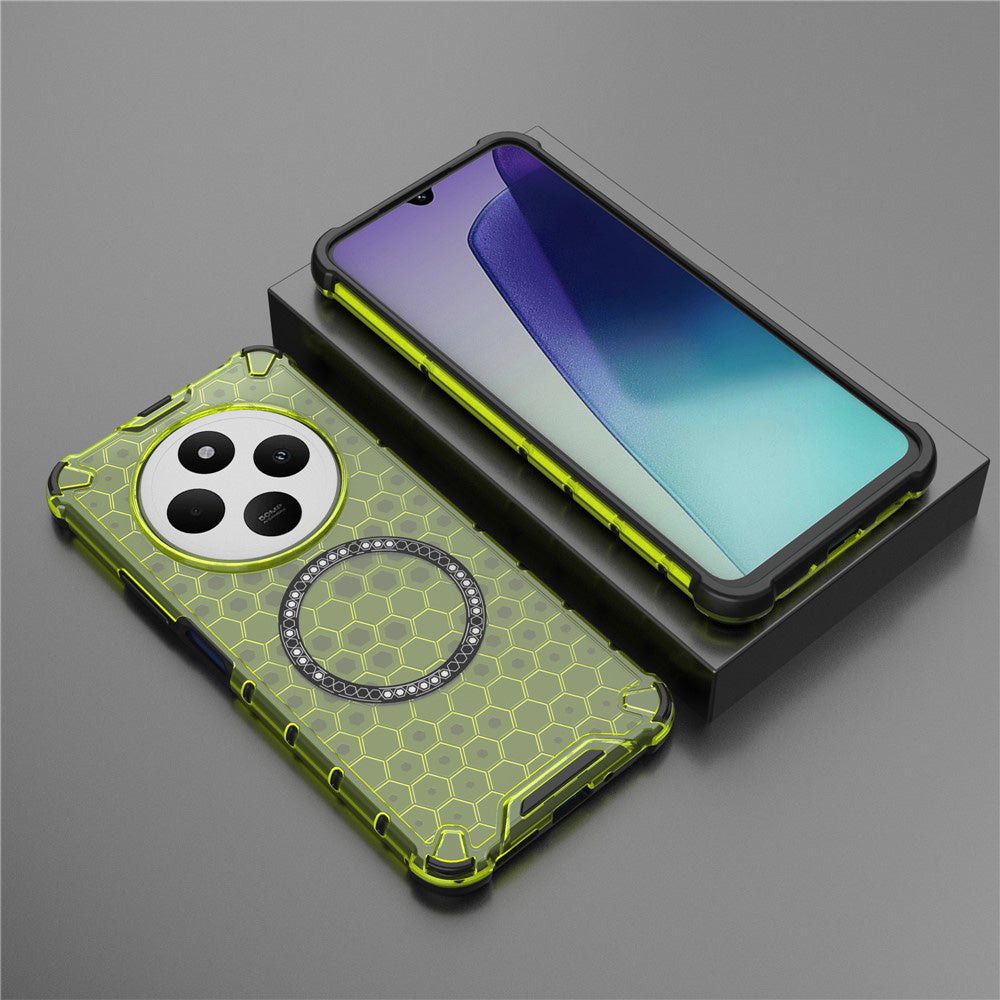 MagSafe ovitek za Xiaomi Poco C75 / Redmi 14C, Techsuit, HoneyComb Shield, Zelen