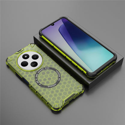 MagSafe ovitek za Xiaomi Poco C75 / Redmi 14C, Techsuit, HoneyComb Shield, Zelen