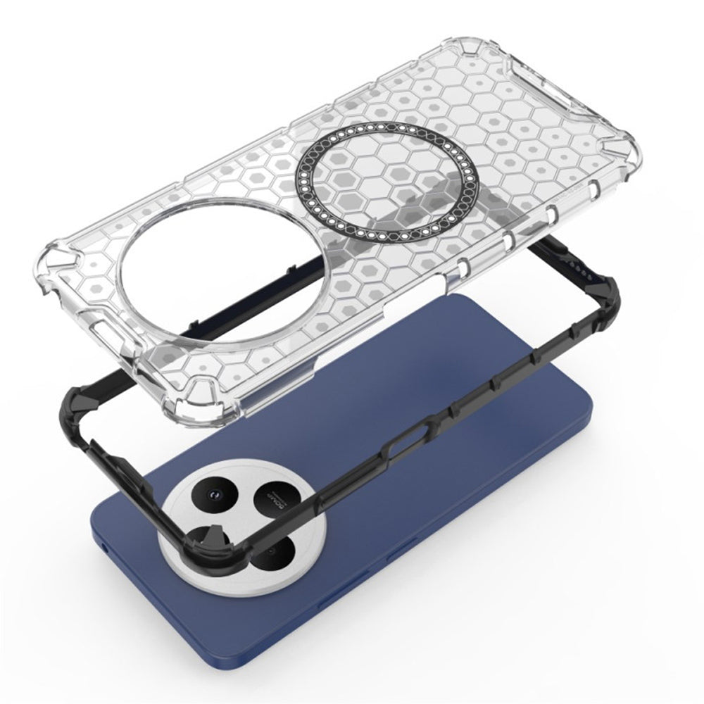 MagSafe ovitek za Xiaomi Poco C75 / Redmi 14C, Techsuit, HoneyComb Shield, Bela