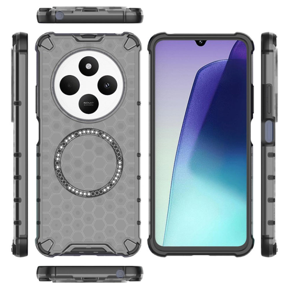 MagSafe ovitek za Xiaomi Poco C75 / Redmi 14C, Techsuit, HoneyComb Shield, Črn