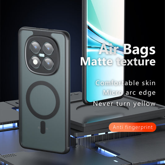 Ovitek MagSafe za Xiaomi Poco M8 Pro / Redmi Note 15 Pro+ 5G, Techsuit, PureFrost, Satenasto črn