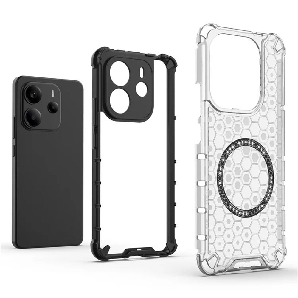 MagSafe ovitek za Xiaomi Redmi Note 14 4G (Regional), Techsuit, HoneyComb Shield, Črn