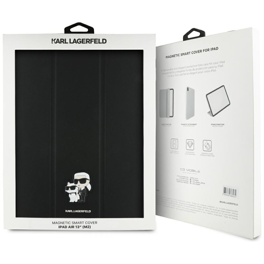 Ovitek za Apple iPad Air 13 (2026) / Air 13 (2025) / Air 13 (2024), Karl Lagerfeld, Saffiano Karl & Choupette, Črn