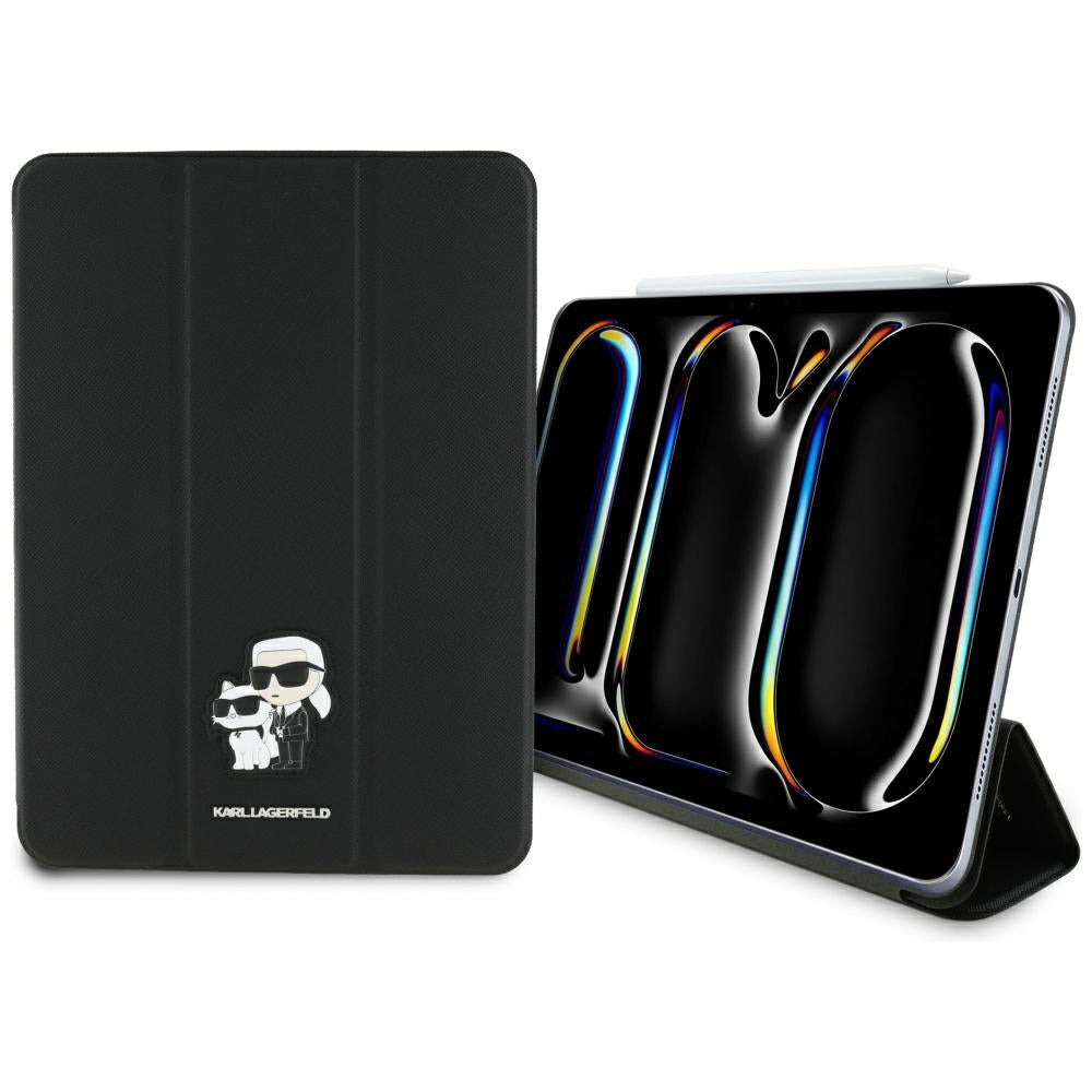Ovitek za Apple iPad Pro 11 (2024), Karl Lagerfeld, Saffiano Karl & Choupette, črn.