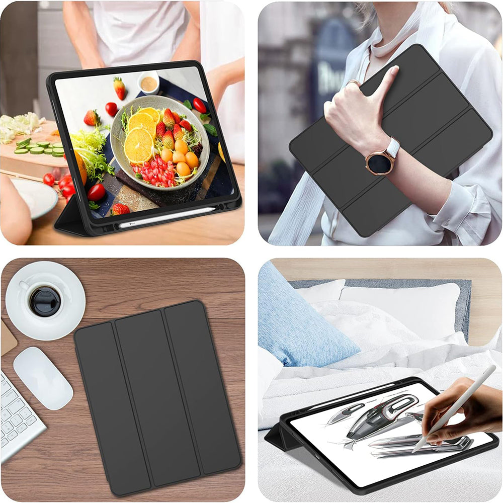 Ovitek za Apple iPad Pro 12.9 (2022) / Pro 12.9 (2021) / Pro 12.9 (2020) / Pro 12.9 (2018), Techsuit, Flex Trifold, Črn