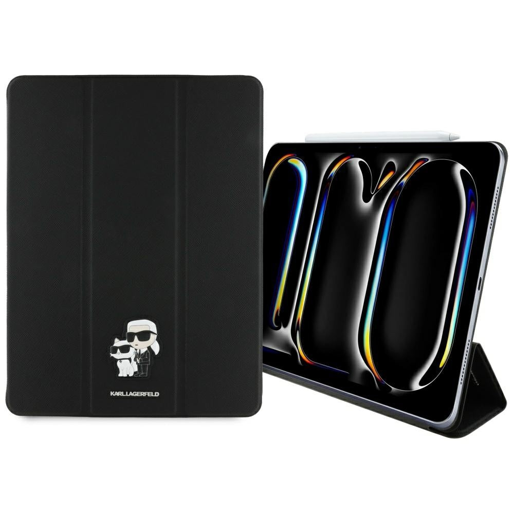 Ovitek za Apple iPad Pro 13 (2024), Karl Lagerfeld, Saffiano Karl & Choupette, črn