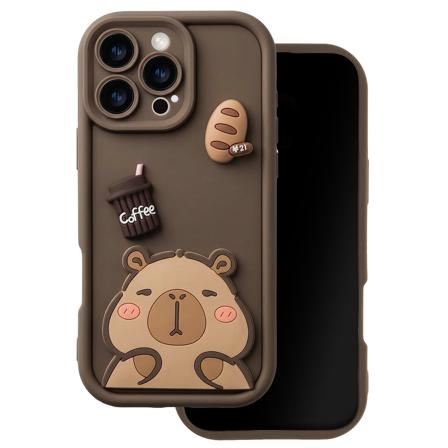 Case for Apple iPhone 13, OEM, Ultra Trendy 3D Capybara, Brown