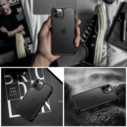 Ovitek za Apple iPhone 12 / 12 Pro, Techsuit, CarbonFuse, Črn