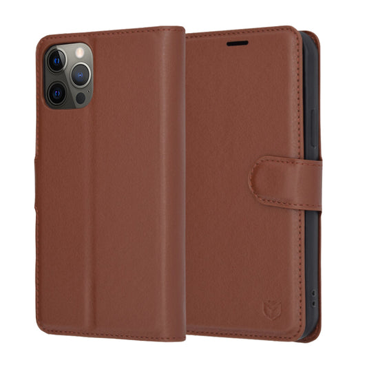 Ovitek za Apple iPhone 12 Pro, Techsuit, usnjen folio, rjav