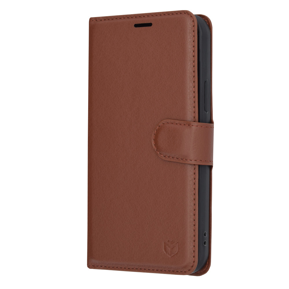 Ovitek za Apple iPhone 12 Pro, Techsuit, usnjen folio, rjav