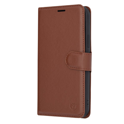 Ovitek za Apple iPhone 12 Pro, Techsuit, usnjen folio, rjav