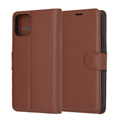 Ovitek za Apple iPhone 12 Pro, Techsuit, usnjen folio, rjav