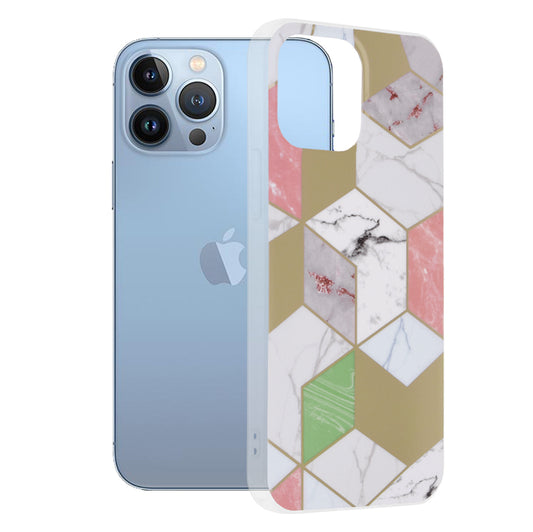 Ovitek za Apple iPhone 13 Pro Max, Techsuit, Marmor, Vijoličen