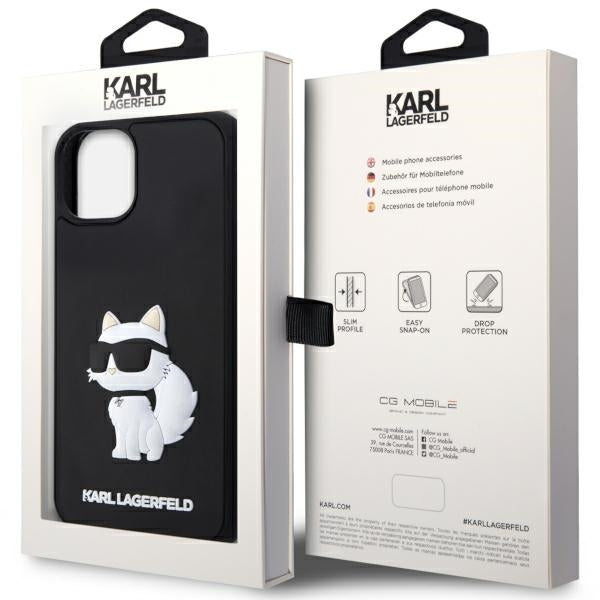 Ovitek za Apple iPhone 14 Plus, Karl Lagerfeld, 3D Rubber Choupette, črn