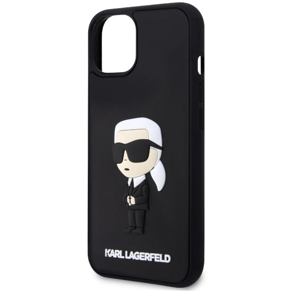 Ovitek za Apple iPhone 14 Plus, Karl Lagerfeld, 3D Rubber Ikonik Karl, črn