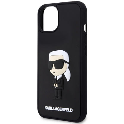 Ovitek za Apple iPhone 14 Plus, Karl Lagerfeld, 3D Rubber Ikonik Karl, črn