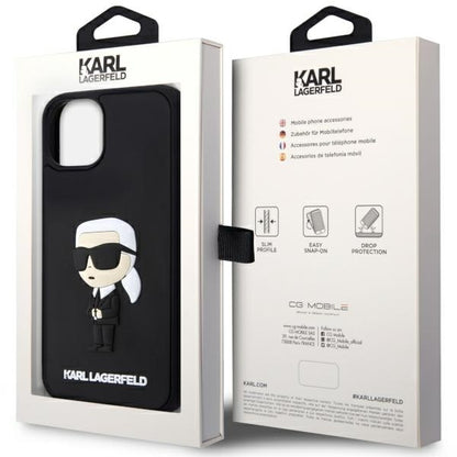 Ovitek za Apple iPhone 14 Plus, Karl Lagerfeld, 3D Rubber Ikonik Karl, črn