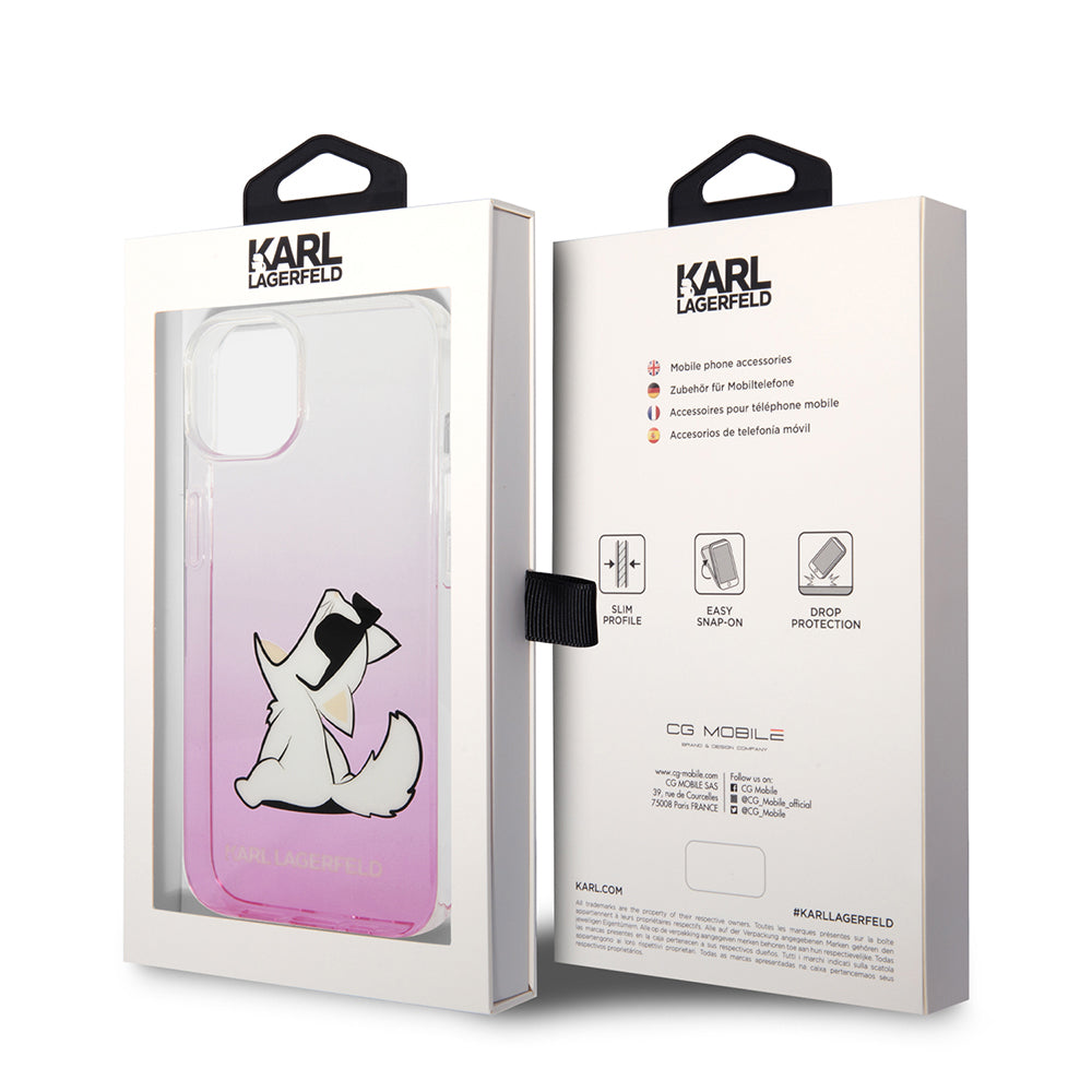 Ovitek za Apple iPhone 14 Plus, Karl Lagerfeld, Choupette Fun, Roza
