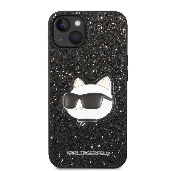 Ovitek za Apple iPhone 14 Plus, Karl Lagerfeld, Glitter Choupette Patch, črn