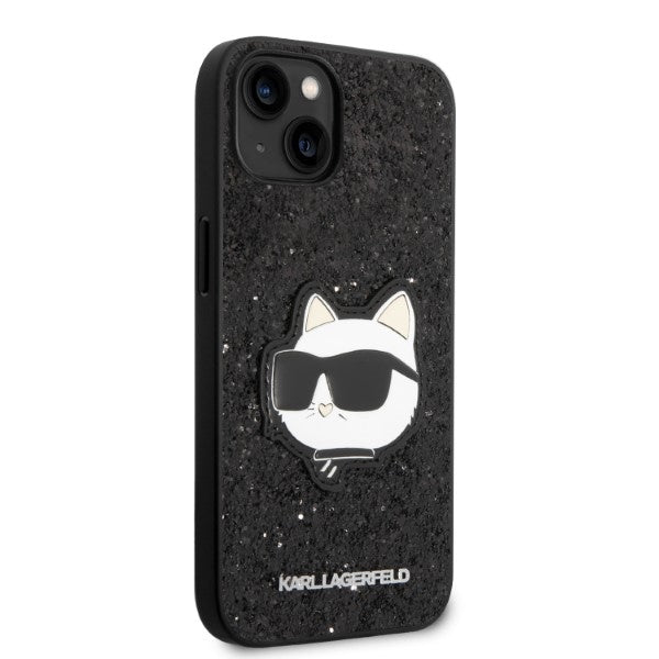 Ovitek za Apple iPhone 14 Plus, Karl Lagerfeld, Glitter Choupette Patch, črn