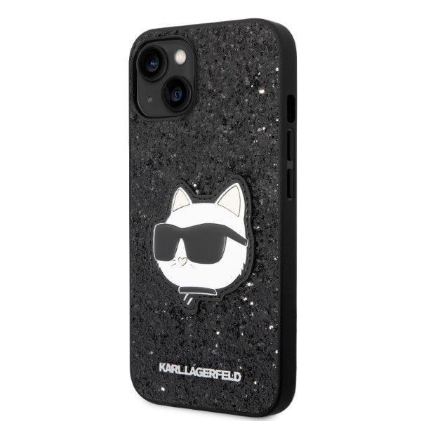 Ovitek za Apple iPhone 14 Plus, Karl Lagerfeld, Glitter Choupette Patch, črn