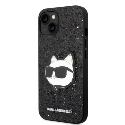 Ovitek za Apple iPhone 14 Plus, Karl Lagerfeld, Glitter Choupette Patch, črn