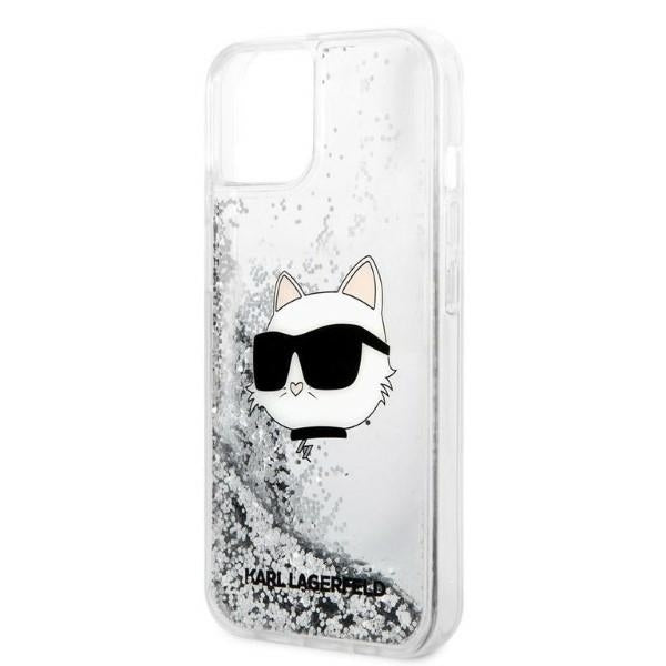 Ovitek za Apple iPhone 14 Plus, Karl Lagerfeld, Glitter Choupette's Head, Srebrn.