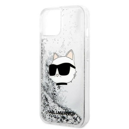 Ovitek za Apple iPhone 14 Plus, Karl Lagerfeld, Glitter Choupette's Head, Srebrn.