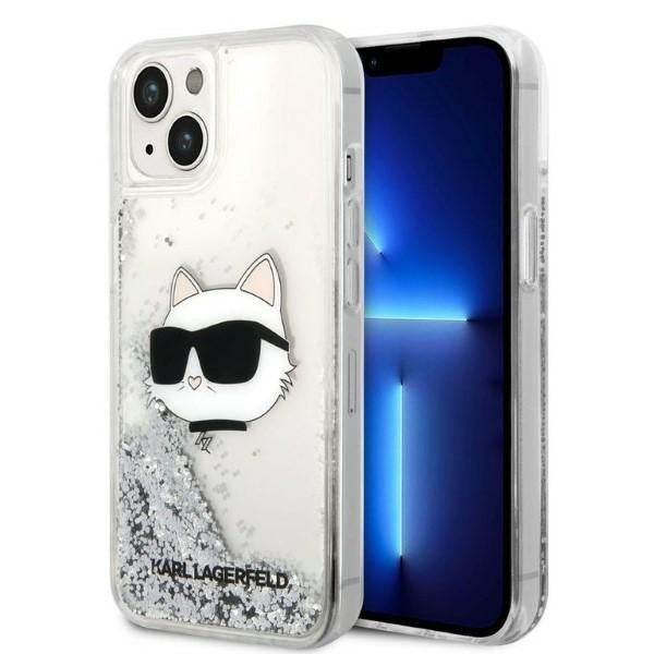 Ovitek za Apple iPhone 14 Plus, Karl Lagerfeld, Glitter Choupette's Head, Srebrn.