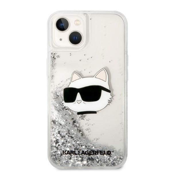 Ovitek za Apple iPhone 14 Plus, Karl Lagerfeld, Glitter Choupette's Head, Srebrn.