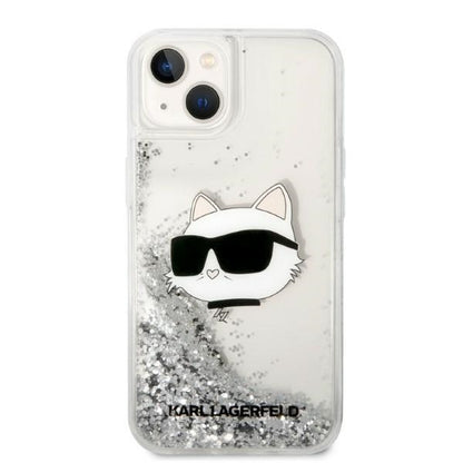 Ovitek za Apple iPhone 14 Plus, Karl Lagerfeld, Glitter Choupette's Head, Srebrn.